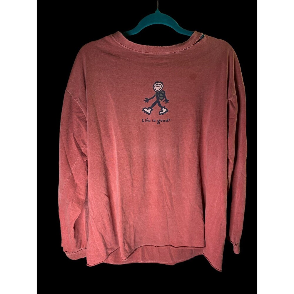 ‘Life is Good’ Destressed Sz XL long sleeve. See Pics. 24X26.